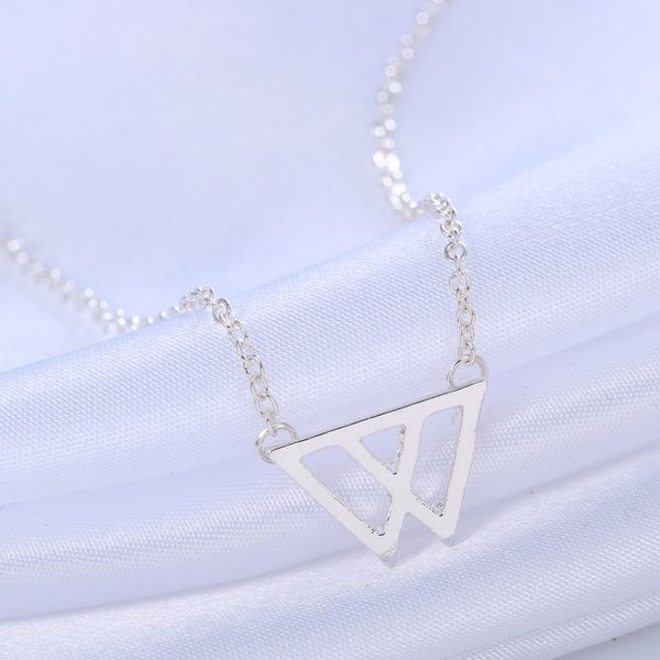 

chandler 10pcs inverted chevron triangle pendant necklace for women overlapping geometrical jewelry, Silver