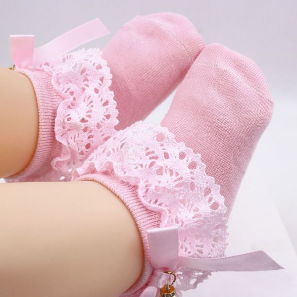 

lovely lace ruffle baby socks pearl bow princess baby girl socks cotton soft infant toddler kids socks meia infantil gift, Pink;yellow