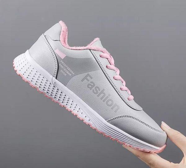 

winter warm women sport shoes zapatos de mujer pu walking mesh lace up flat running shoes sneakers women 2019 sapato feminino, Silver