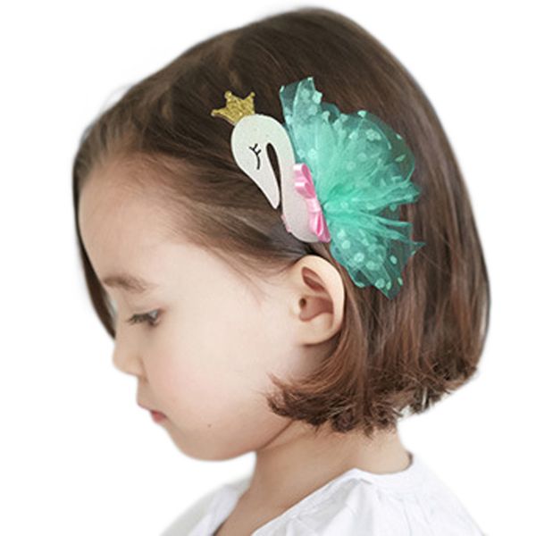 

1pc hair clips girls lace swan hair buckle hairpin hairgrip headdress orquillas pelo infantil baby hairpin fashion turbant, Slivery;white