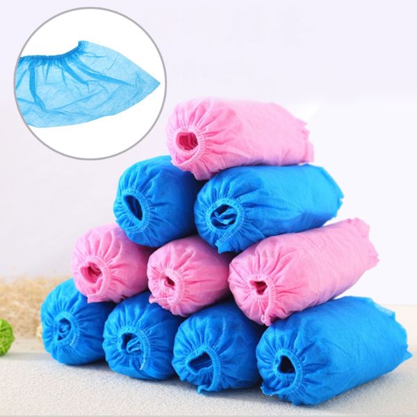 

100pcs non-woven fabric thickened anti-slip shoe covers disposable shoes covers elastic band breathable dustproof indoor over shoes
