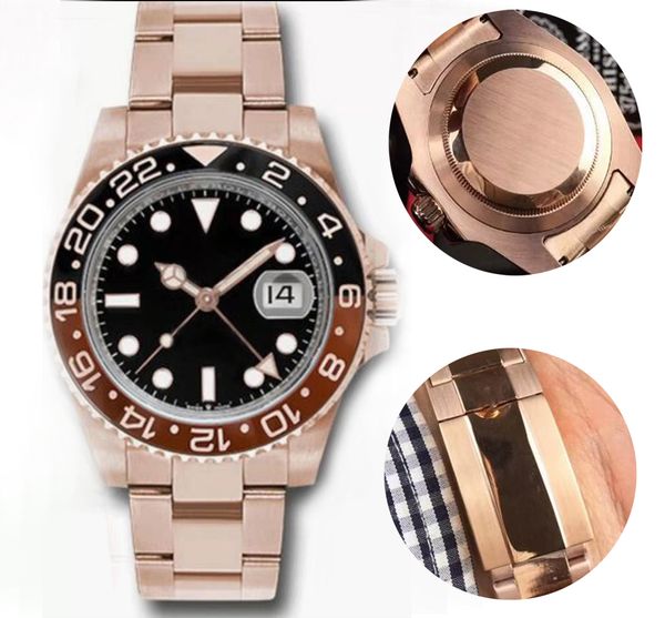 

classic fashion gmt ceramic bezel mens mechanical ss automatic movement men watch luxury men's designer jubilee master watches wristwat, Slivery;brown