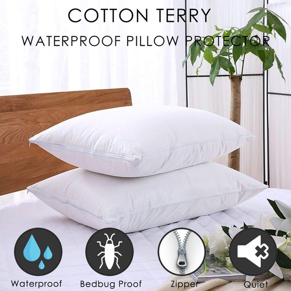 Lfh 50x70cm Terry Waterproof Pillow Protector For Bed Bug Proof