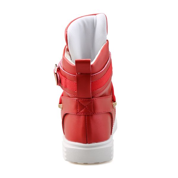 

2019 cool men high fashion sneakers buckle platform flats boots shoes man harajuku red krasovki vulcanized outdoor shoes, Black