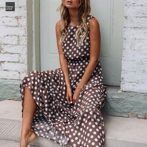 

длина polka dot пола платье o шеи макси платье дама лето без рукавов пляжной отдыха длинного платья vestidos дизайнер одежды, Black;gray