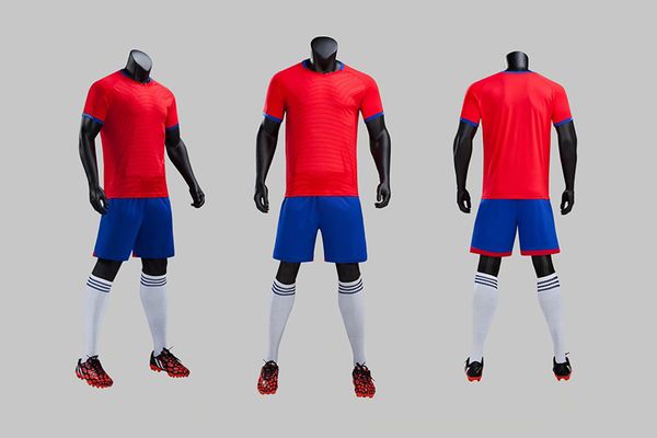 

men blank double-sided football team uniforms kits sports clothes tracksuits personality customized football sets with shorts b31-05, Blue;black