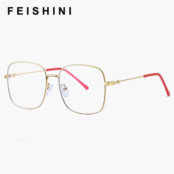 

feishini square computer glasses frames men rays radiation gamin protector eyewear anti blue light glasses women optical, White;black