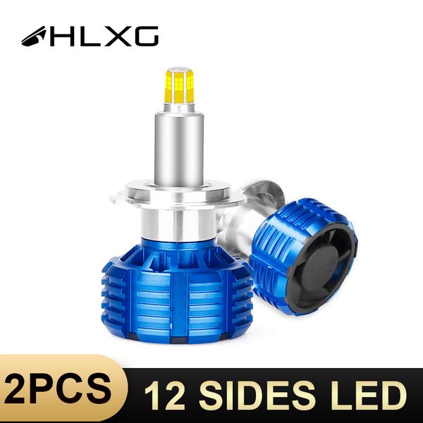 

hlxg 12v 35w 12 sides h1 9005 9006 led h8 h9 h11 fog bulb 6000k 15000lm lamp car auto light motorcycle mini h7 led csp headlight