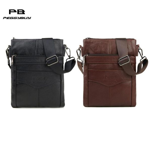 

retro men genuine leather shoulder bag business casual zipper crossbody bag