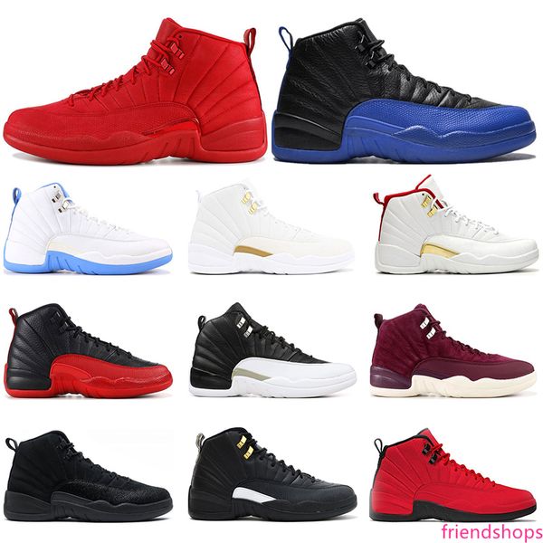 

2019 ale mens basketball shoes 12s bulls flu game game royal university of blue wntr tax gym red mens sports sneakers size 7-13