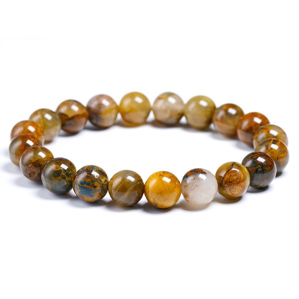 

natural yellow pietersite jewelry 6 8 10mm stones agate beads bracelet yoga women meditation amulet men bracelets gift, Golden;silver