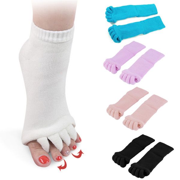 

warm foot&toes alignment hallux valgus pro foot care cure bunion sock cotton five fnger toe separator splint socks, Black