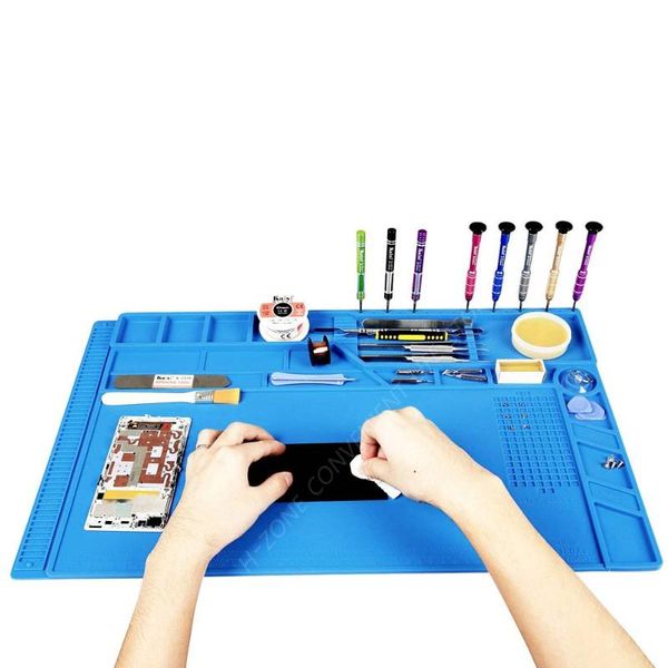 

s-180 55*35 cm bga heat insulation silicone soldering pad repair maintenance platform desk mat with magnetic section