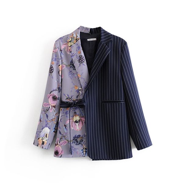 

women's suits & blazers vintage stylish striped patchwork office lady coat women notched collar long sleeve chic blazer outerwear femin, White;black