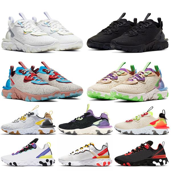 

wholesale 2020 epic react vision mens womens running shoes triple white black pn dust react element 55 87 athletic trainers sneakers, White;red