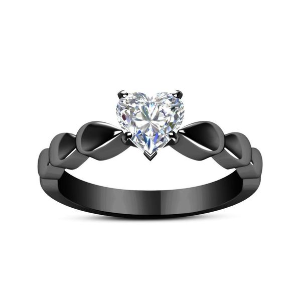 Nuovo anello gioielli Fashino Donna Rame Zircone Cristallo Anello da dito a forma di cuore Colore oro nero Informazioni sulla spedizione e sul pagamento