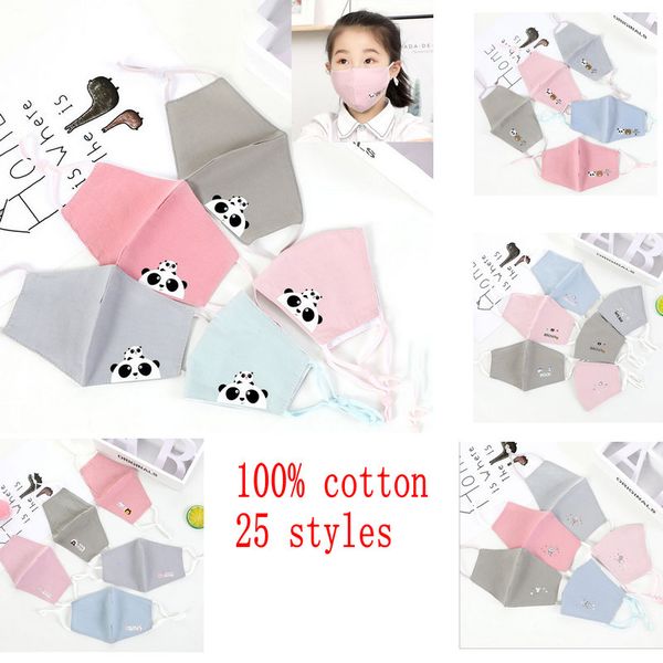 

mix 25 colors kids cartoon cotton washable face mask anti-dust and flu reusable children design masks protective pm2.5 breathable face masks