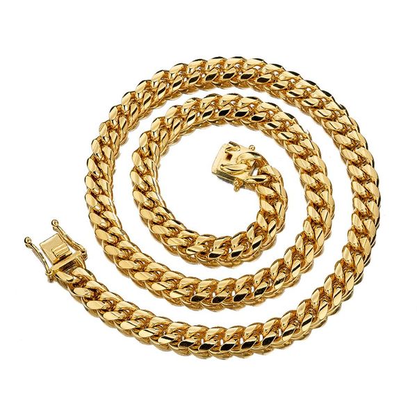 

6mm-18mm wide stainless steel cuban miami chains necklaces big heavy round link chain for men hip hop rock jewelry gold silver