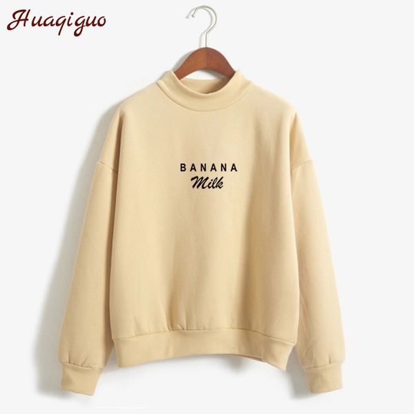 

korean autumn winter harajuku sweatshirt women loose banana milk letter print moletom girls kawaii warm thick hoodies pullovers, Black