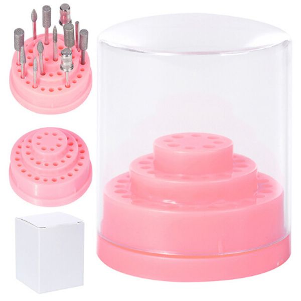 1 pz 48 fori rosa punte da trapano per unghie supporto display punta da trapano per unghie scatola organizzatore contenitore strumento per manicure