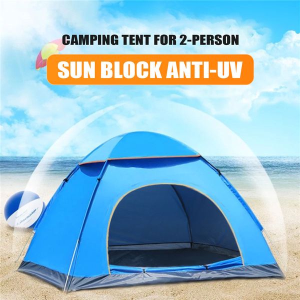 

sgodde outdoor portable anti-uv 2 person ultralight folding tent waterproof hiking camping tent automatic open sun shade