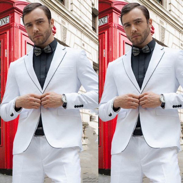 

custom made white mens suits for groom wedding tuxedo groomsmen outfit man blazer 2piece latest coat pants slim fit costumes pour hommes, Black;gray