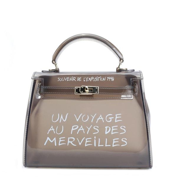

satchel handbag women bag clear jelly transparent pvc bag candy color tote designer purse bolsa crossbody