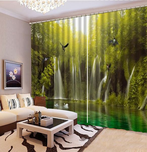 

3d curtain fantasy forest large waterfall bird customize your favorite fine advanced blackout curtains