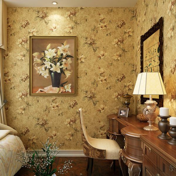 

american country wallpaper retro oil painting garden flower bedroom living room sofa tv background pure paper wallpapers