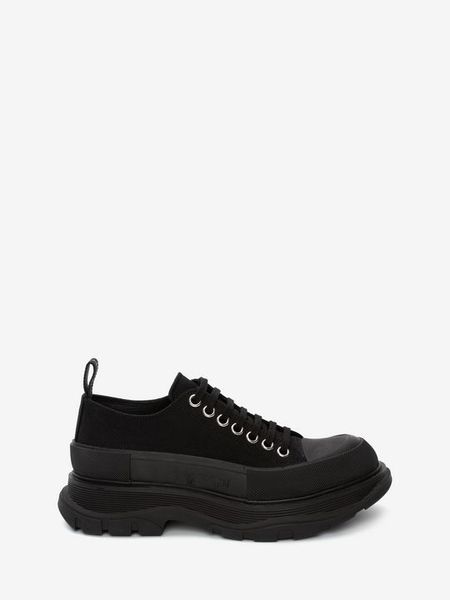 

official quality alexander black canvas boots tread slick lace up sneakers oversized round toe mcqueens low-fashion shoes