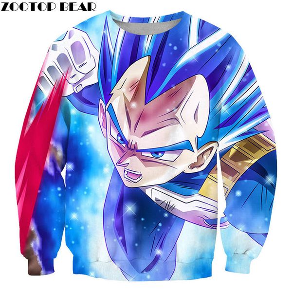 

blue 2019 cartoon men long sleeve streetwear tracksuits dragonball super loose sweatshirts pullovers 3d print casual, Black