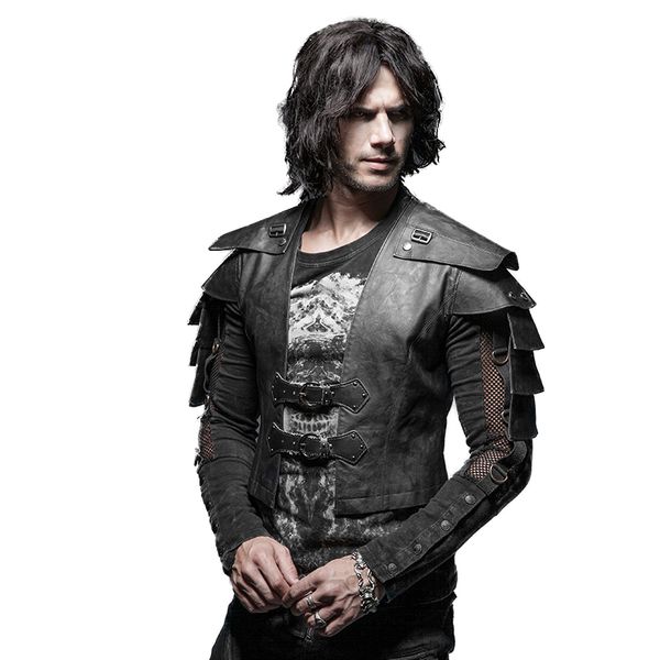 

весна униформа солдат человек короткие кожаные куртки черные запонки тонкий бронированный воин короткая куртка мужская куртка жилет, Black;white