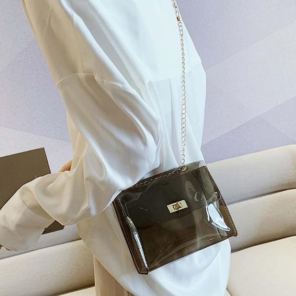 

molave handbags women fashion transparent shoulder bag jelly messenger bag solid color buckle chain clutch handbags luxury may27