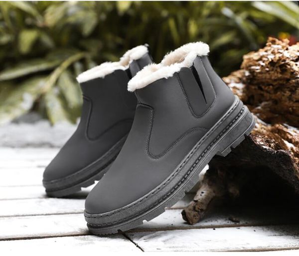 

cotton shoes men plus velvet men's snow boots men's shoes casual high to help the northeast thick warm martin boots, Black