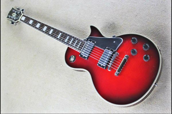 

new fdlp-3025 red burst color solid body with binding chrome hardware custom lp electric guitar ,ing