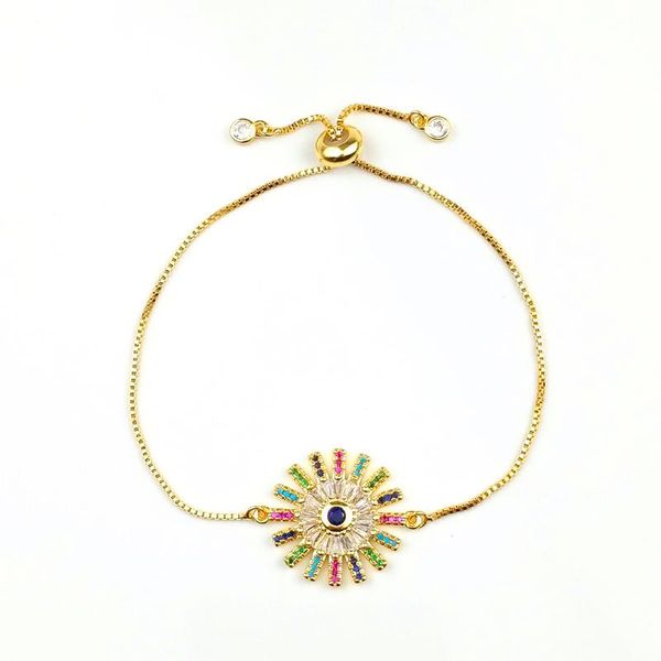 

charm bracelets colorful gold for women reloj ojo turco arcoiris 24k lucky bracelet zircon rainbow greek eye jewellery, Golden;silver