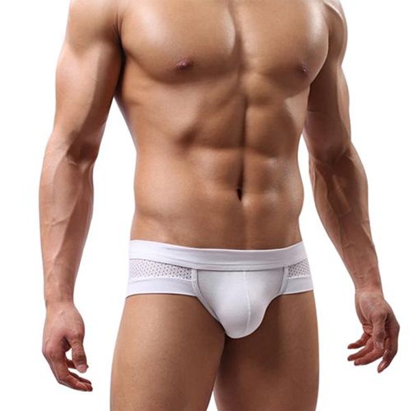 

men's mesh modal triangle underwear breathable solid briefs underpants, Black;white