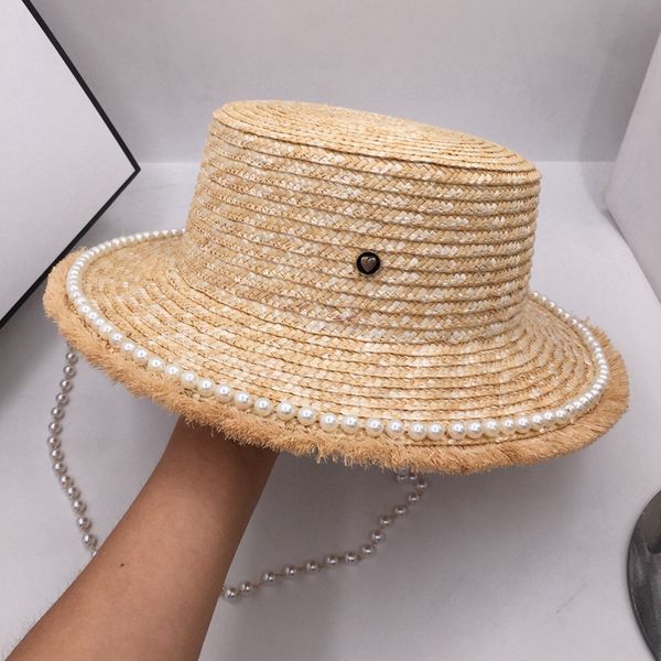

summer new pearl elements of natural straw wide brim sun hat tide beach resort sunshade hat, Blue;gray