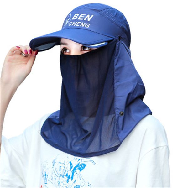 

летняя шляпа крышка лицо спортивная защита утиный язык солнце шеи уф зонт велоспорт открытый анти плевок защитная шляпа для женщин, Blue;gray
