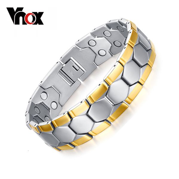 

vnox health care bracelets bangles sport football design men's jewelry magnet germanium gift box, Golden;silver