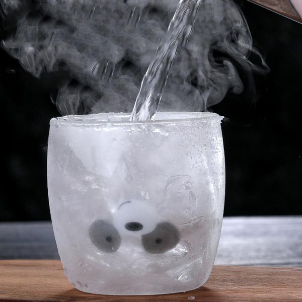 

3d 2-tier lovely panda bear innovative beer glasses heat-resistant double wall coffee cup morning milk glass coffee juice glass