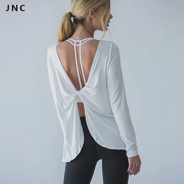 

jn collection 2016 women sports t shirt yoga workout fitness exercise running shirts sportswear tee tank reverse drape top, White;red