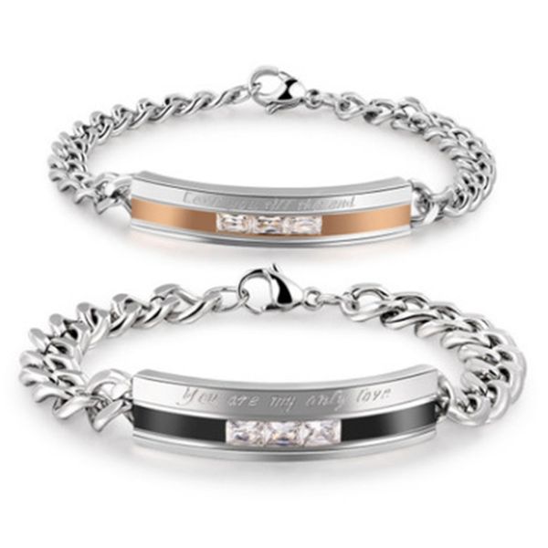 

японский корейский классные универсальный браслеты титан сталь пары браслеты аксессуары, Black