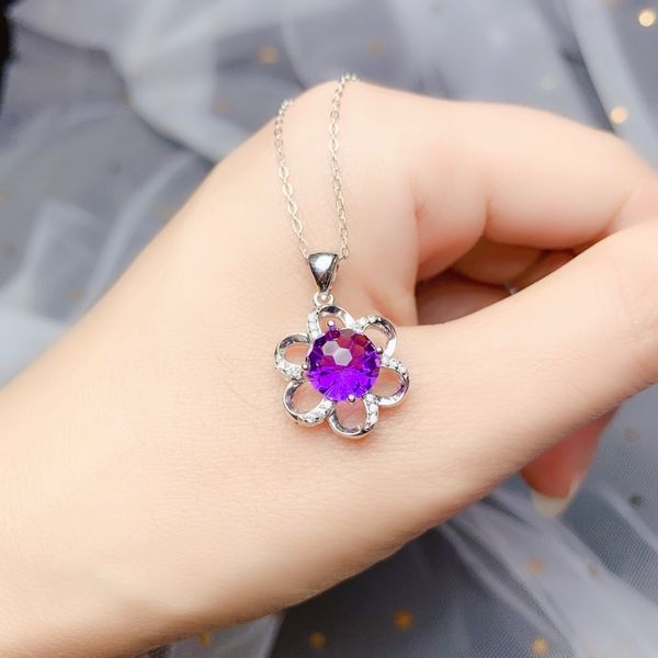 

shilovem 925 silver piezoelectricity amethyst pendants send necklace classic wholesale fine women christmas gift bz0808988agz