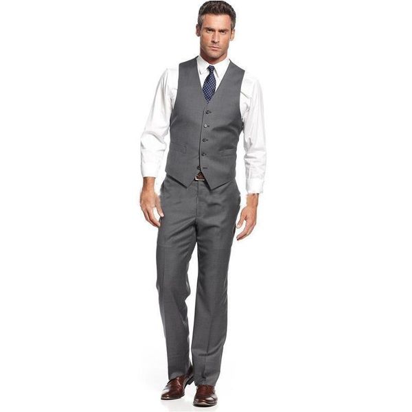 

slim fashion grey groom tuxedos notch lapel groomsmen mens wedding dress excellent man jacket blazer business suit(jacket+pants+vest) 6160, White;black
