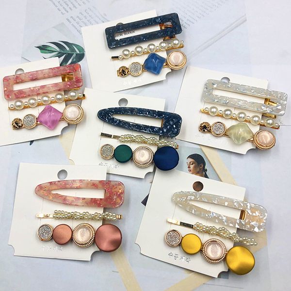 

3pcs/set cute hair clips & barrettes pearl acrylic hair pins for women lady fashion jewelry accessories dancing party hairpin, Golden;silver