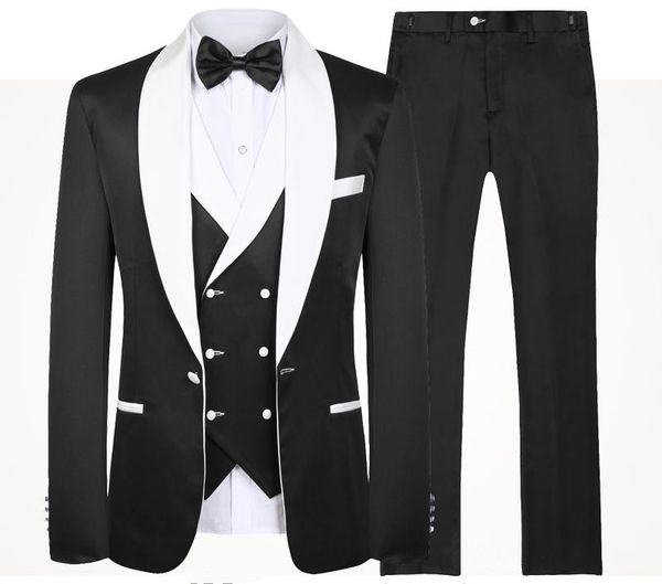 

handsome groomsmen shawl lapel groom tuxedos mens wedding dress man jacket blazer prom dinner 3 piece suit(jacket+pants+tie+vest) b290, Black;gray