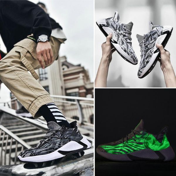 

men's sneakers fashion luminous running shoe light trainers soft bottom casual sport shoes
