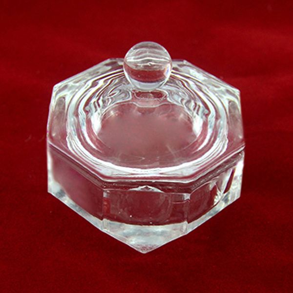 

nail art thick acrylic crystal glass dish bowl cup + lid glass nail styling tools cd88