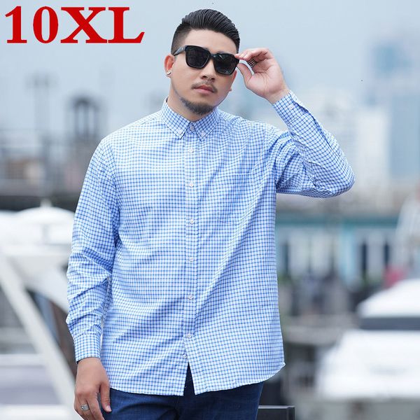 

big plus size 10xl 9xl 8xl 7xl 6xl casual men shirts loose fit male social shirts brand long sleeve business shirt men clothes, White;black